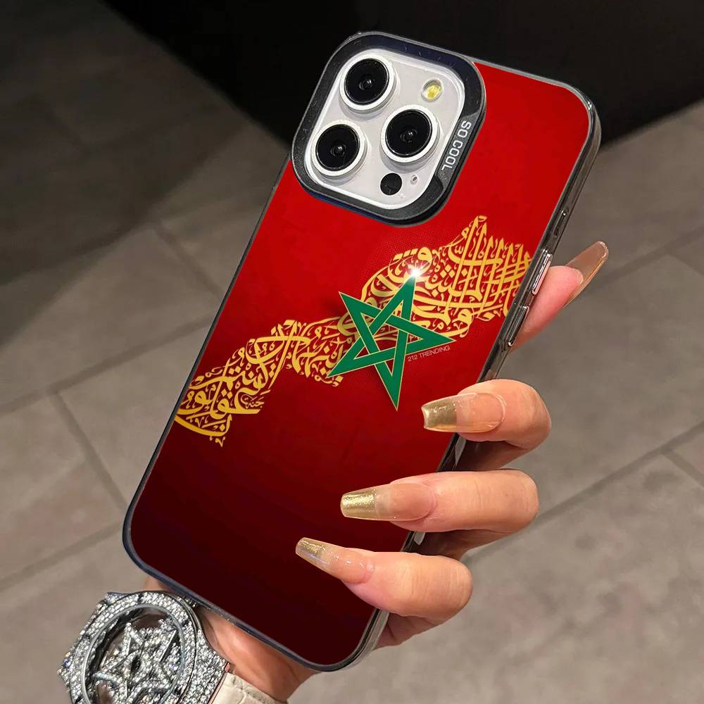 Morocco-O F-Flag Phone Case For iPhone 17,16,15,14,13,12,11 Plus,Pro Max,XS,Colorful Silver Phone Case Funda Cover