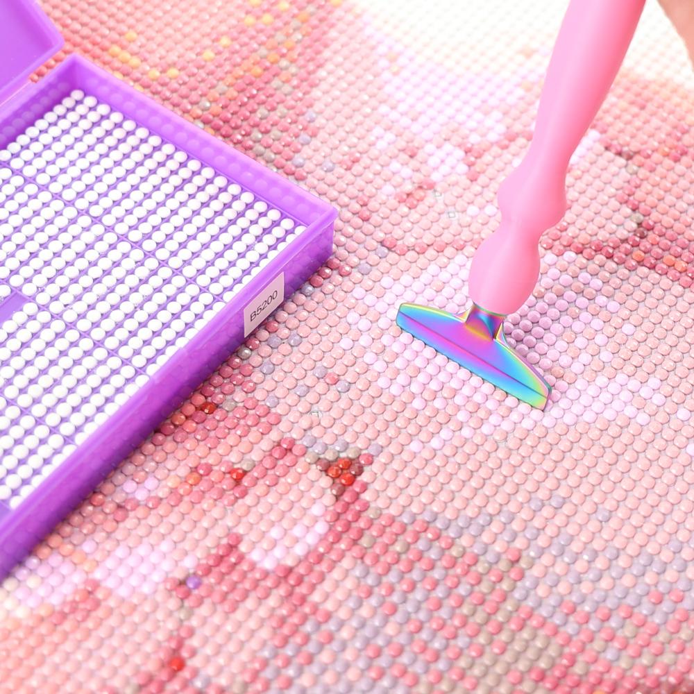 3 Stück 3D-Druck Diamantmalerei Punktbohrer Stift Werkzeugset mit 12 Stück Roségold Metallstiftspitzen & 6 Stück Klebeknete für Diamantkunst