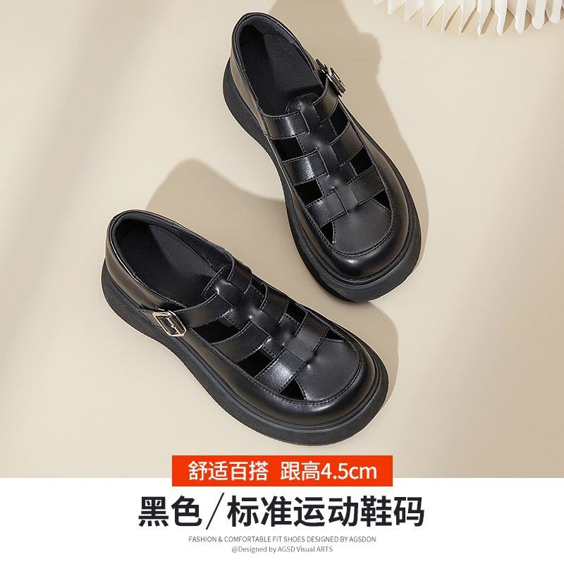 Baotou sandals women's 2025 new summer thick-soled hole retro woven pig cage shoes sports French Roman shoes