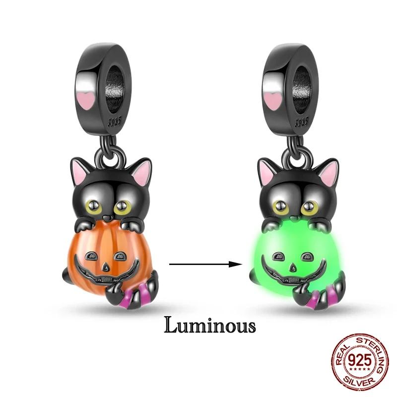 Copper Halloween Series Charms Luminous Pumpkin Demon Skull Beads For Fit 3Mm Original Bracelet Diy Jewelry