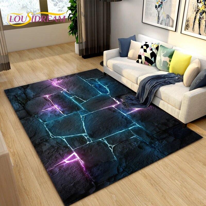 3D Color Cobblestone Stone Area Rug,Carpet Rug for Living Room BedRoom Decoration,Kitchen Doormat Bathroom Anti-slip Floor Mat