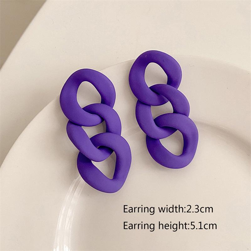 Statement Colorful Acrylic Cuban Chain Drop Earrings for Women Trendy Matte Link Chain Long Dangle Earring Korea Fashion Jewelry