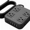 Flat Plug USB Ports Plug Strip 6 USB Ports 8 AC Outlets Extender with Cable Extender US Standard Socket Strip