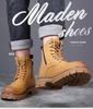 Men's Fashionable Yellow Martin Boots: Warm Wool, Side-Zip, Lightweight Thick-Soled, Versatile Casual Work Boots