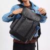 Coach Hitch 31 Brand Print Flap Closure Coated Canvas And Refined Calfskin Backpack Large Men Backpack Black CV985-BLC