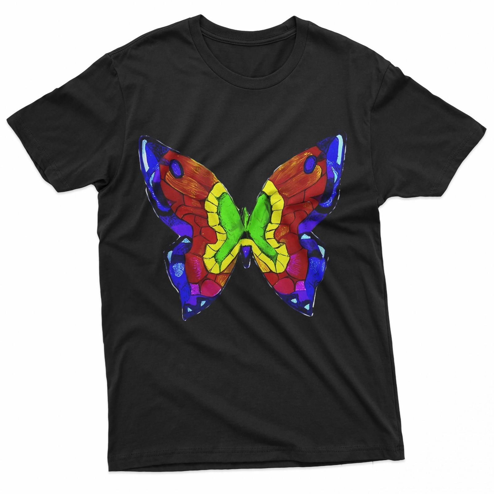 

Nick Mason Butterfly Stained Glass Rainbow Art T-Shirt 5XL різнокольоровий
