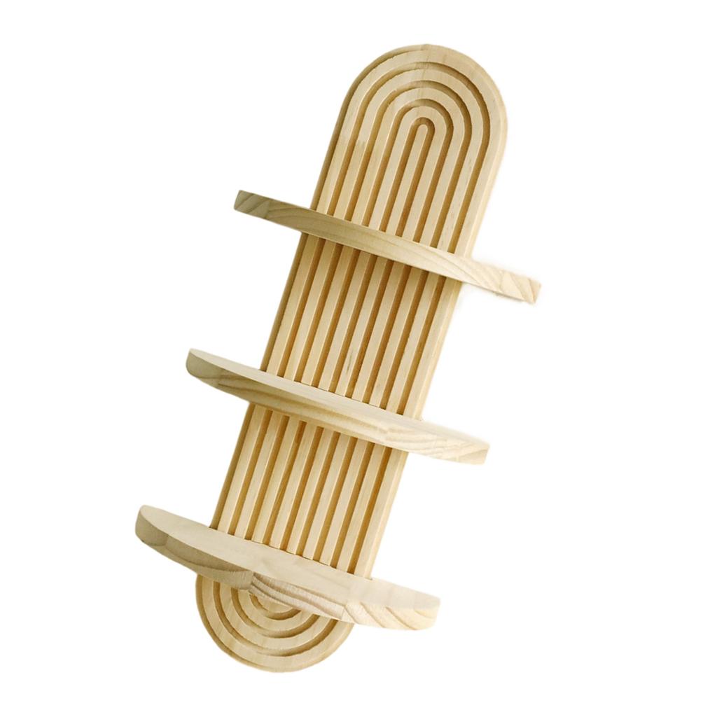 Arched Shape Wood Wall Shelf 3 Tiered Hanging Rack For Indoor Plant Decorative Display Organizers Easy Installation