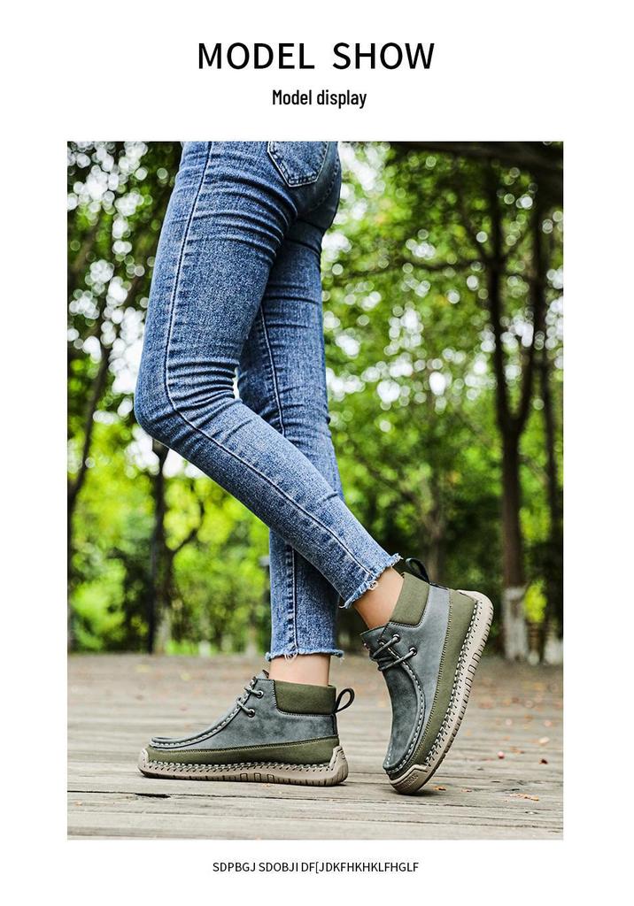 Women's Non-slip Soft Sole Ankle Boots, Spring/Autumn Plus Size Casual Hand-stitched Mother's Shoes