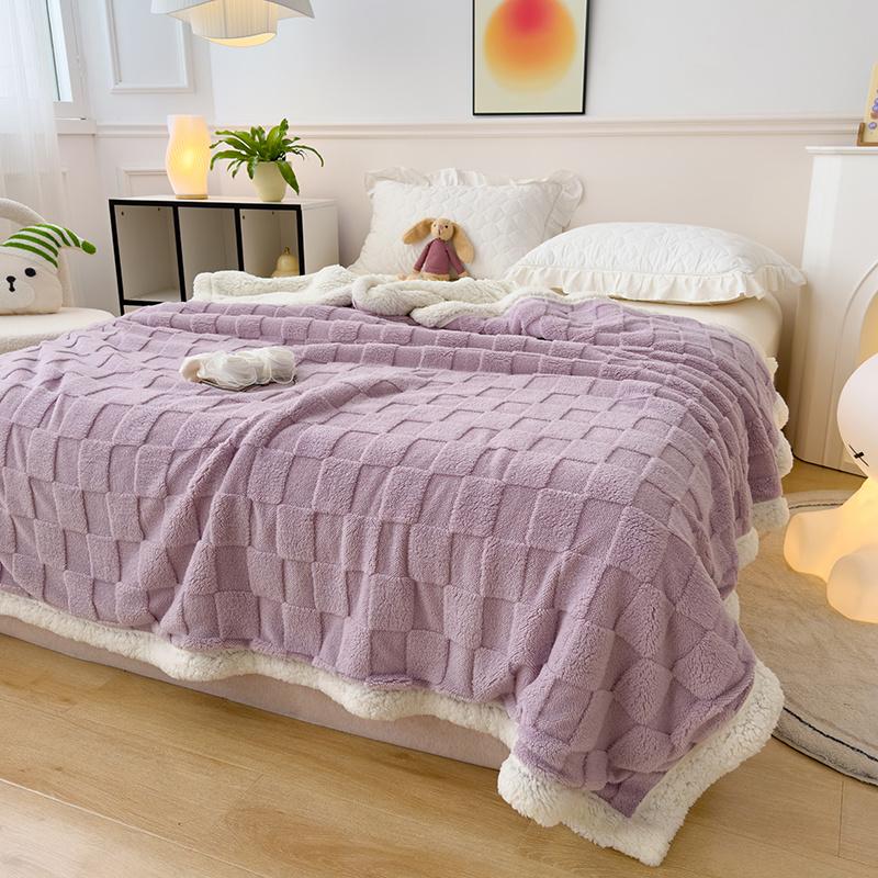 Wollplaid Plüsch Schachbrett Verdickte Bettdecken für Kinder Erwachsene Herbst Sommer Klimaanlage Nickerchen Decke Bezug
