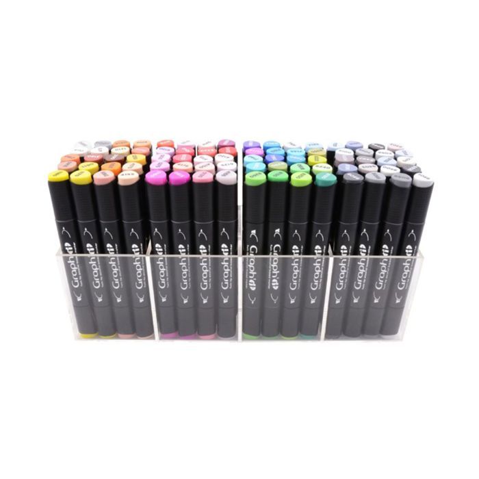 Markers - GRAPHIT - Assorted - 80 Pieces - 2 Japanese Tips - Indelible