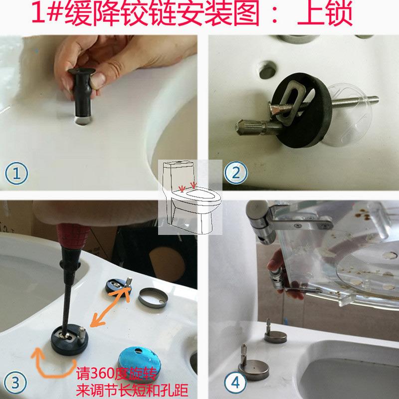 Toilet Seats Stainless Steel Slow Drop Quick Release Hinge,Toilet Seats Lid Solid Wood Resin Gold Silver Hinge Fittings Slowly