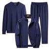 Plus Size Men's Casual Three-Piece Sports Jacket Set for Middle-Aged and Elderly - Loose Fit Sweatshirt for Spring and Autumn