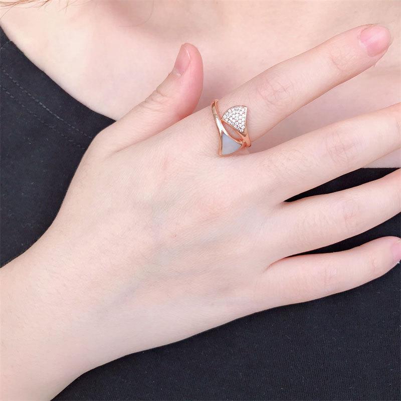 Rose Gold Plated Color Gold Purple Gold Full Diamond Skirt Ring Simple Light Luxury Ring