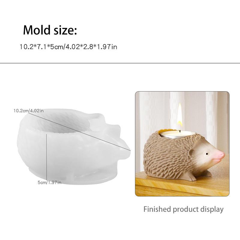 3D Hedgehog Candle Base Mold DIY Gypsum Dropper Ornament Mold Animal Silicone Mold