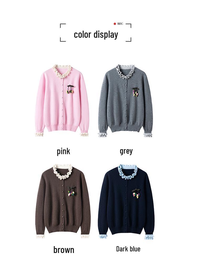 Women's Handmade Super Textured 100% Pure Cashmere Cardigan - Stylish Knitwear Top