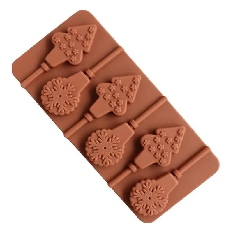 Christmas Tree Snowflake Lollipop Shape Silicone Chocalate Ice Cake Mold Diy Mold Kitchen Baking Mould