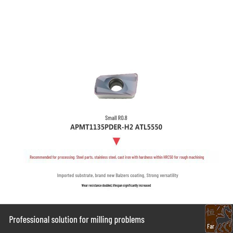 H2 Stainless Steel & Cast Iron CNC Face Milling Cutter with APMT1135PDER1604 Inserts