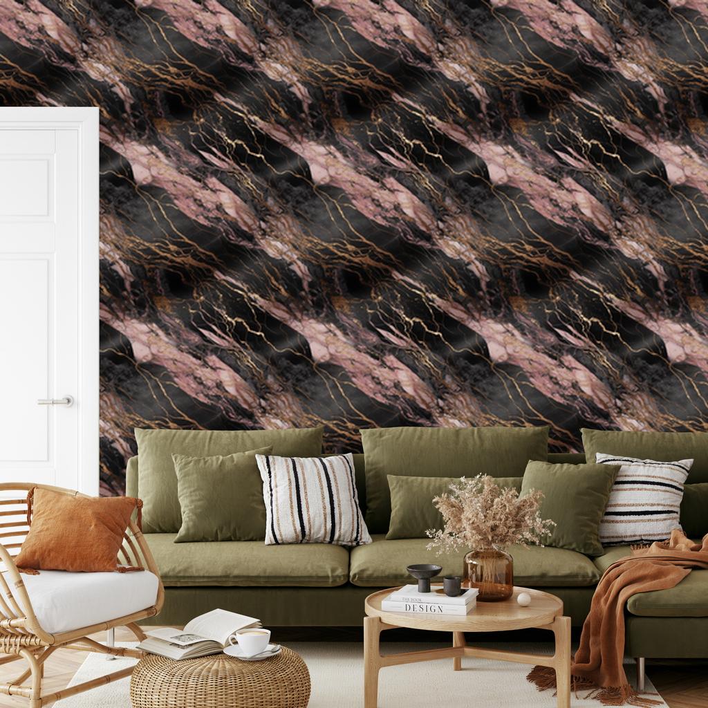 Marble Brown and Burgundy Wallpaper for Living Room and Bedroom 50x1000