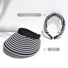 Wide Brim Sun Protection Cap Foldable Striped Headband Stripe Empty Top Hat  Beach Holiday