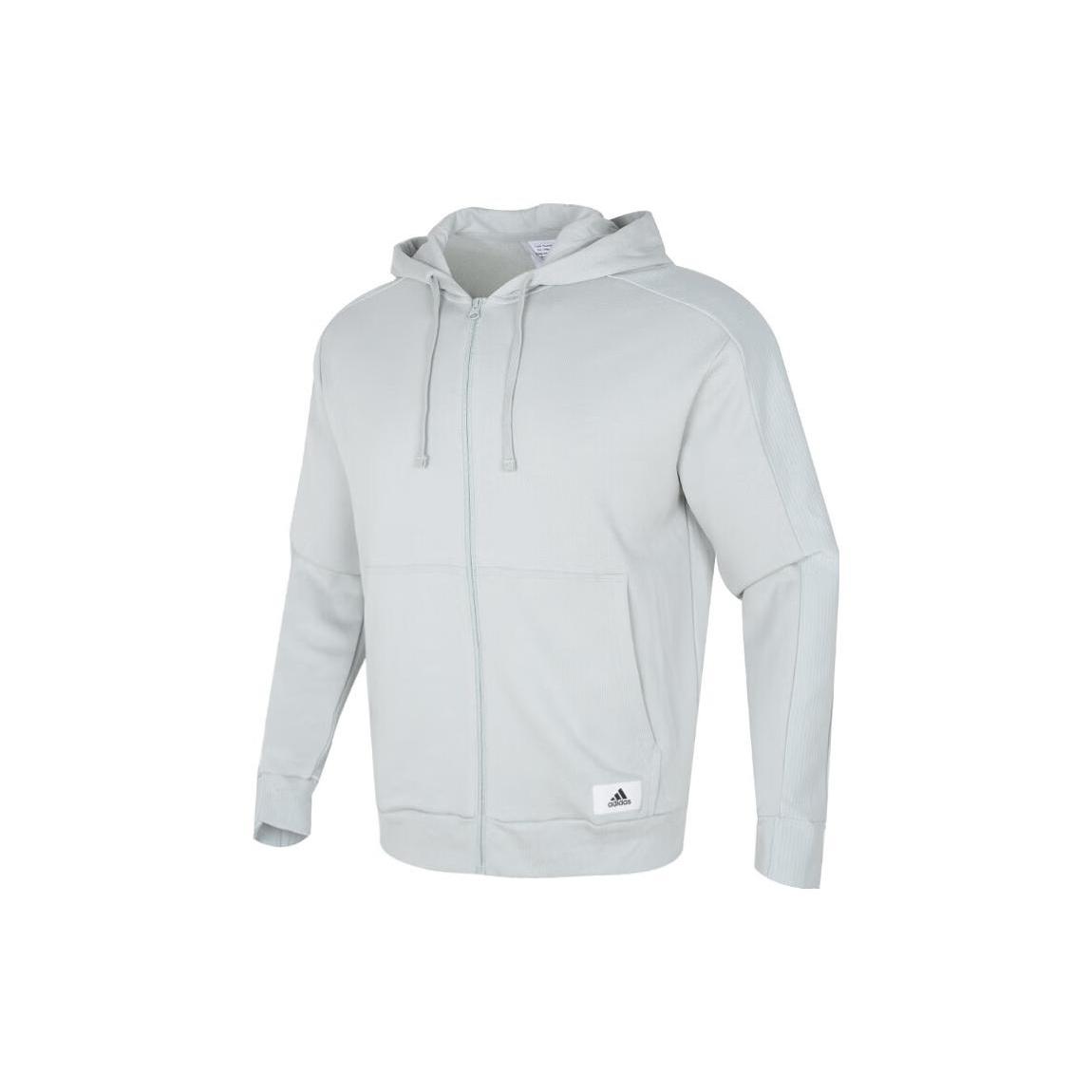 adidas Lounge French Terry Full Zip Parka Jackets White Men s IQ3425 XL