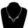 Hip Hop Flame Heart Choker Necklace for Woman Clavicle Chain Punk Jewelry Accessories