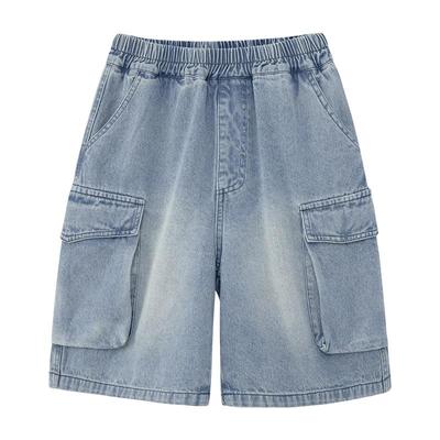 Zuoxi Boys' Retro Workwear Denim Capri Pants