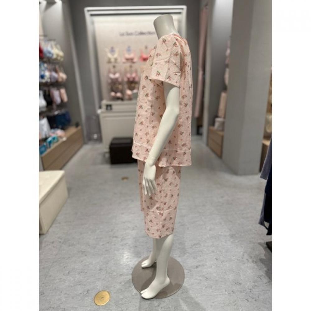 Triumph 100  Cotton Mini Ripple Blueberry Half Sleeve Couples Pajama Set Tempj21