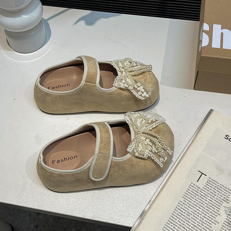 Mode Damen Schuhe 2025 Frühling Neu Rutschfeste Plateau Schleife Spitze Halbschuhe Mode Komfort Höhenerhöhung Damen Vintage Schuhe