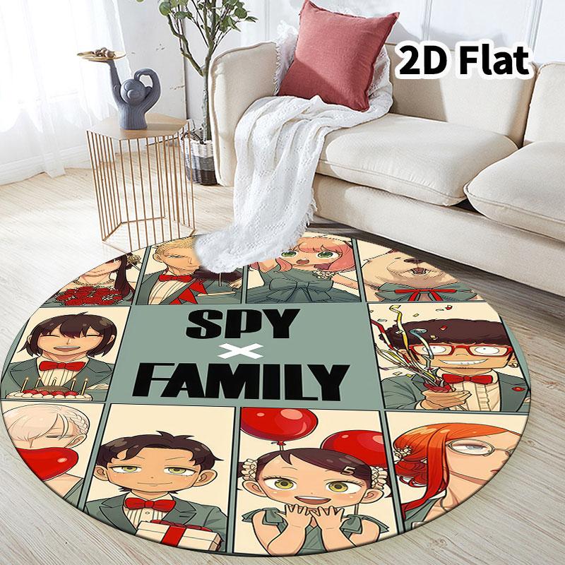 Spy Family Round Area Rug Carpet Rug For Living Room Bedroom Sofa Playroom Decor Nonslip Floor Mat
