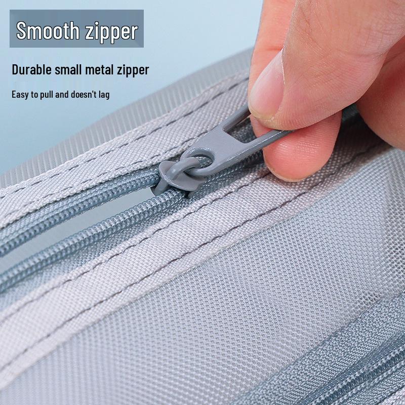 Huajie Double Layer Transparent Pencil Case - Mesh Stationery Bag for Exams