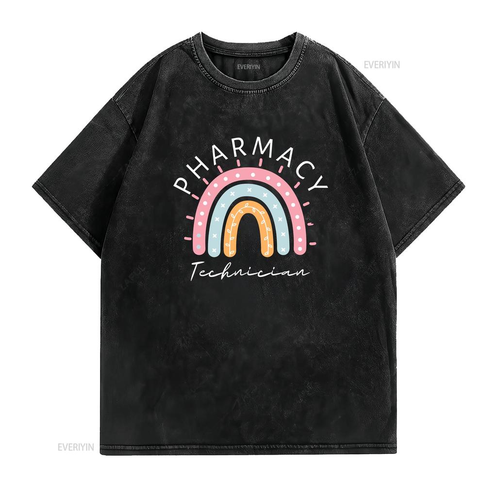 Pharmacy Technician Certified Pharm Tech T Shirt Vintage Washed Slightly Homme Top For Everyday Wear Unisex Streetwear Graphic