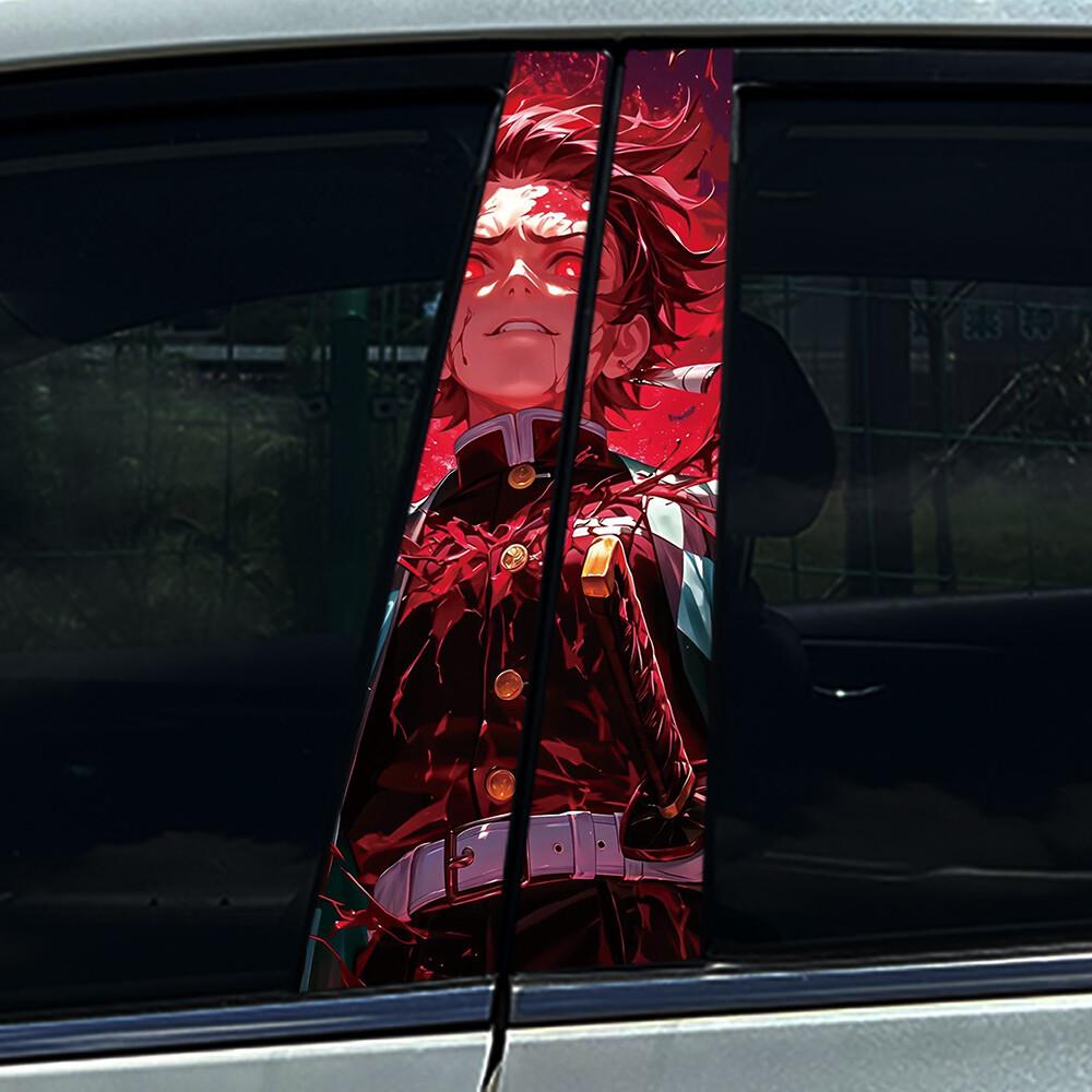 1/2X Demon Anime Boy Car Center Pillar Sticker B Pillar Protective Film Decoration