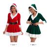 Adult Womens Christmas Hooded Dress Red Green Festive Party Performance Costume