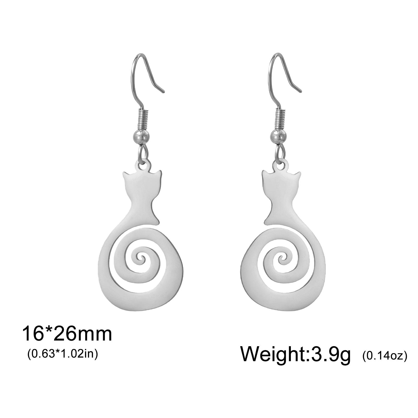 

Swirl Spiral Tail Cat Kitten Cute Earrings for Women Girls Stainless Steel Animal Dangle Earrings Jewelry Valentine Gift 2026