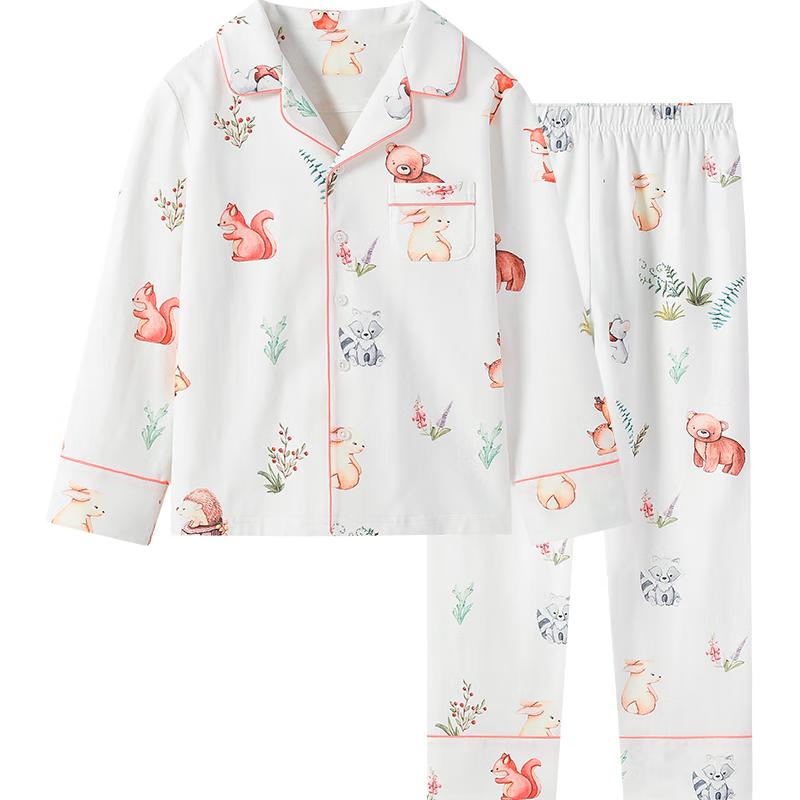 YEEHOO Kids' Fox Print Long-Sleeve Cotton Pajamas