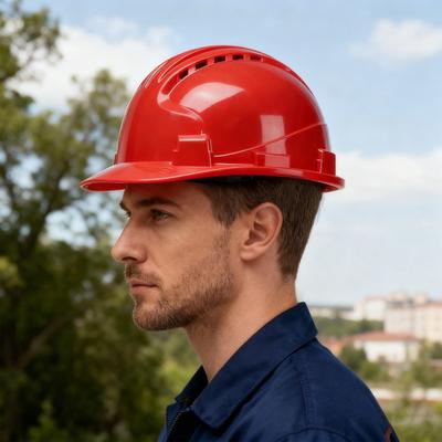 Herren Bau Sicherheitshelm mit Belüftungssystem Verstellbare 6-Punkt Ratschenaufhängung Industriearbeit Kopfschutz ABS Schutzhelm