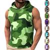 Men's Casual Fashion Printed Sleeveless Hooded Tops | Lightweight Summer Hooded Tank Tops
