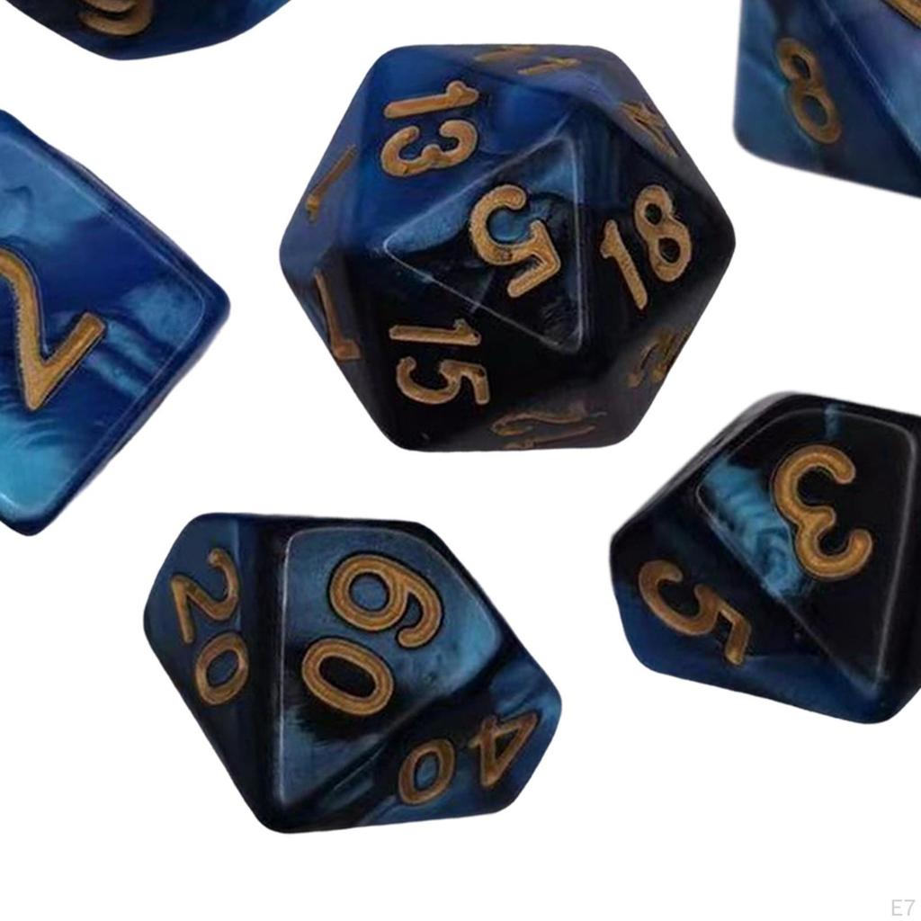 7 stycken färgglada polyedriska tärningar samling brädspelsrekvisita leksaker presenter Hållbar slät yta för