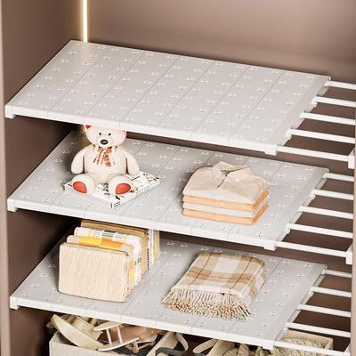 Wardrobe Layered Rack Cabinet Partition: No-Drill Retractable Shoe & Kitchen Storage Divider.