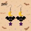 Bat Moon Holiday Jewelry 1 Pair 2D Acrylic Halloween Dangle Drop Earrings for Women Versatile Costume Events Spooky Ghost Cat Pumpkin Earrings Party