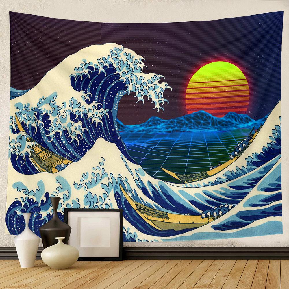 Japanese Wave Tapestry Wall Hanging For Boys Girls Teens Room Decor Oriental Eastern Asian Theme The Great Wave Wall Tapestry