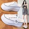 Thick-soled White Shoes for Women Summer Breathable Mesh Shoes Half Slippers All-match Sports Casual Platform Shoes