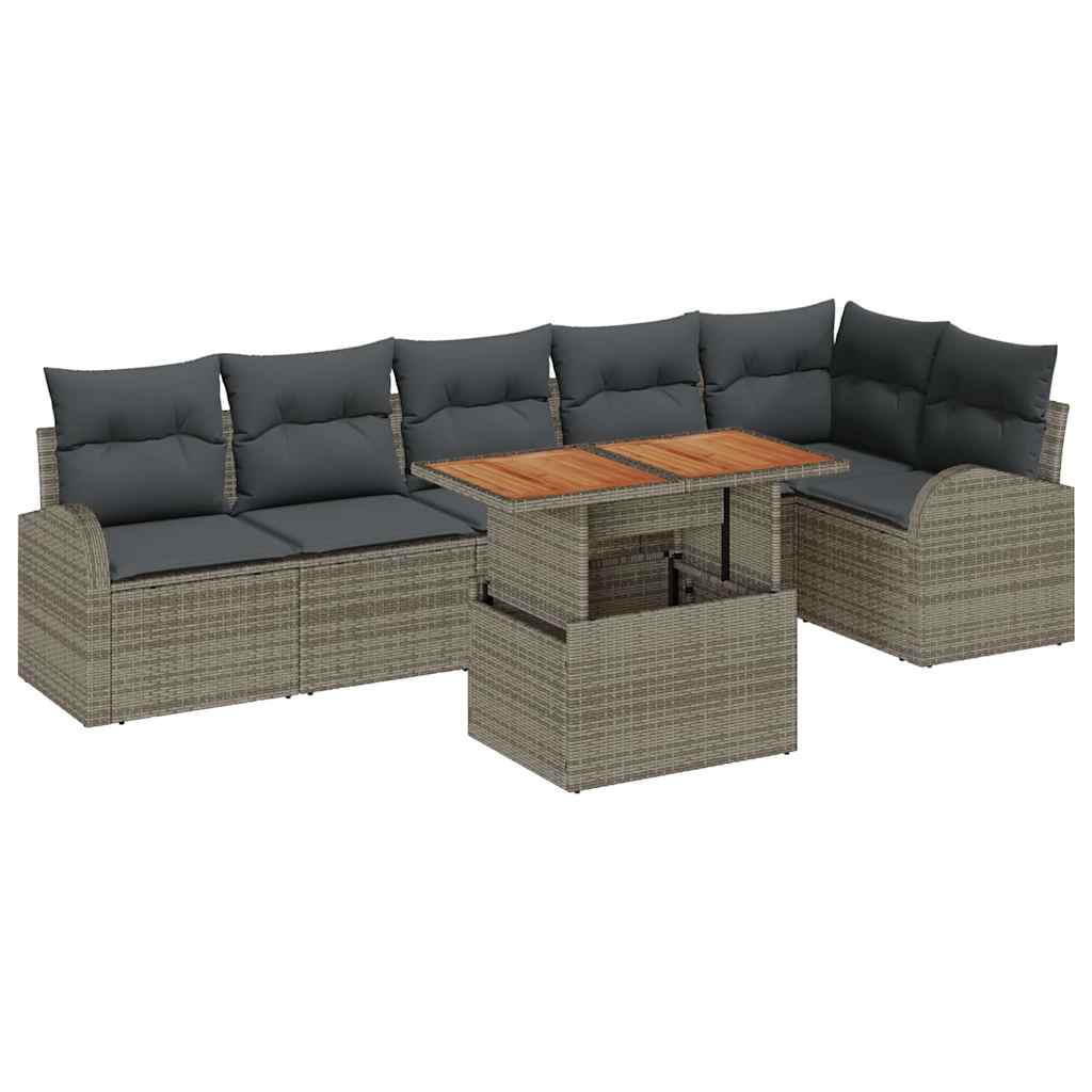 Garden Sofa Set with Cushions 7 Pcs Grey
