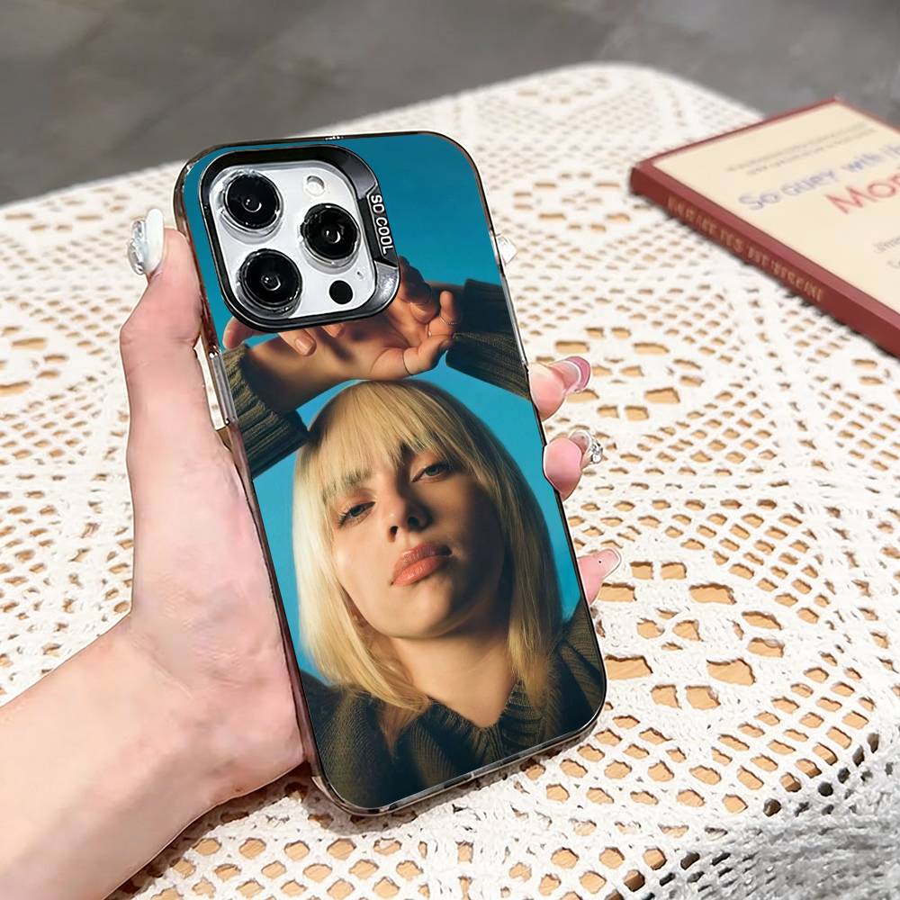 B-Billie E-Eilish Phone Case For iPhone 17,16,15,14,13,12,11 Plus,Pro Max,XS,Colored silver phone case iPhone15pro