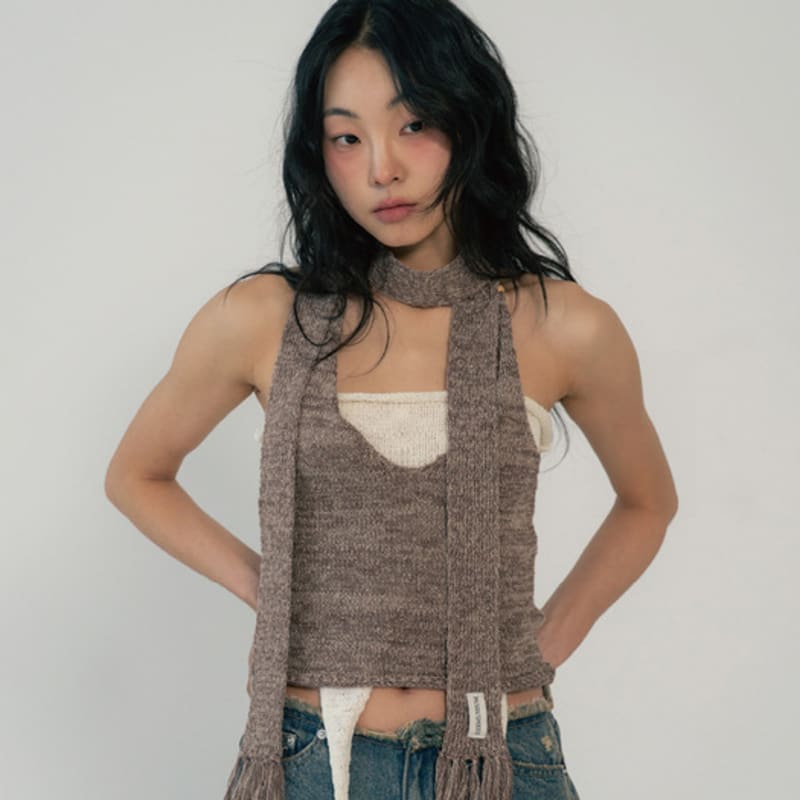 

KNIT MUFFLER (MOCHA) OS