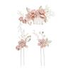 Umeloeo 3-Piece Handmade Wedding Hair Accessories Set - Bridal Comb, Hairpins, and Hair Sticks with Floral Design for Various Occasions