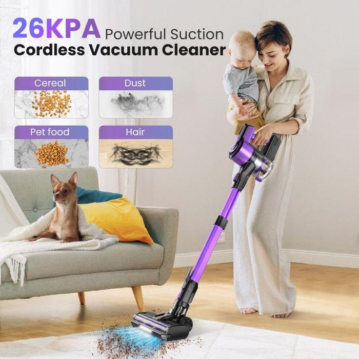 POWER V870 Handheld Vacuum Cleaner, Cordless Vacuum Cleaner, High Suction Power Reaching 26 kPa Purple