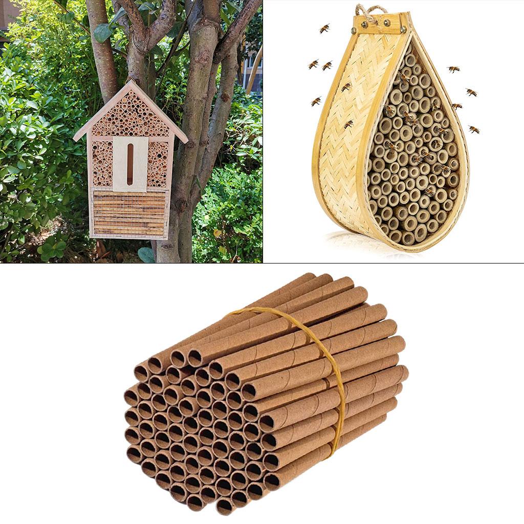 50 Pcs Cardboard Bee Tubes House Garden Pollinator Bee House Nest Tubes Durable Beehive House Garden Gift for Beekeeper