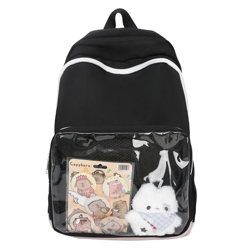 Middle School Student Backpack Solid Color Women's Large Capacity Schoolbag