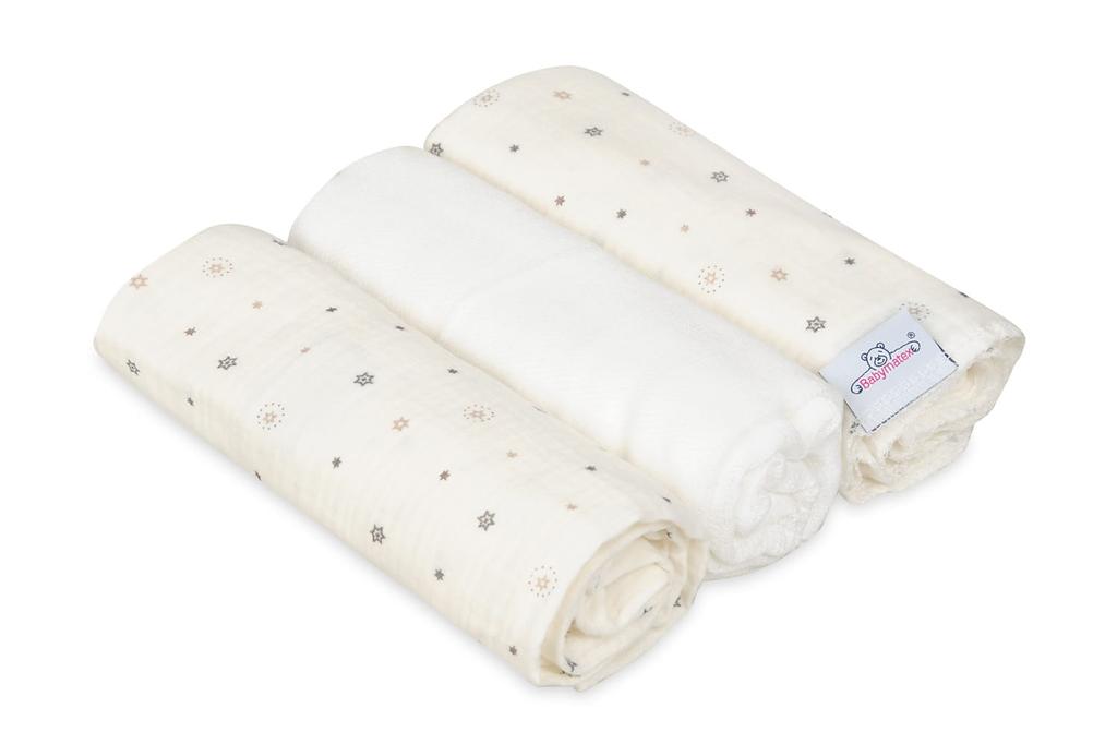 Muslin design diaper 3 pack 70x80 white with stars